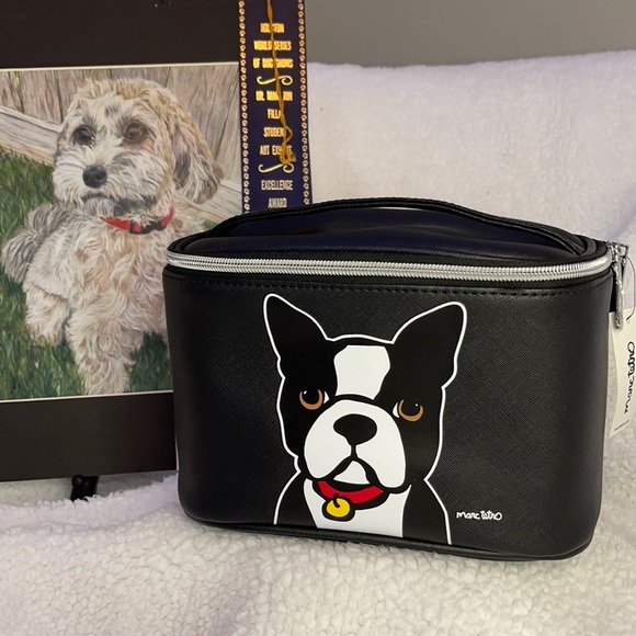 MARC TETRO Boston Terrier Black Cosmetic Tote | Train Case - Picture 5 of 7